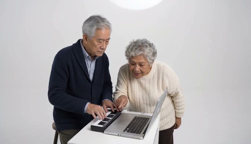 Grandpa on keys, grandma on hype