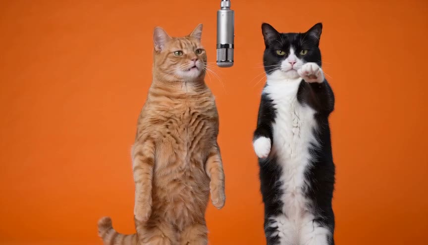 Two cats take the mic